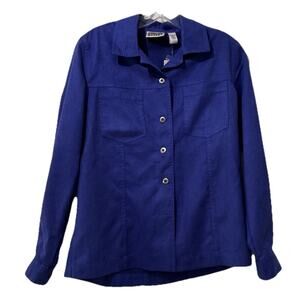 Chicos Design Vintage Royal Blue Faux Suede Button Up Shirt Size 0/S/4 Shacket
